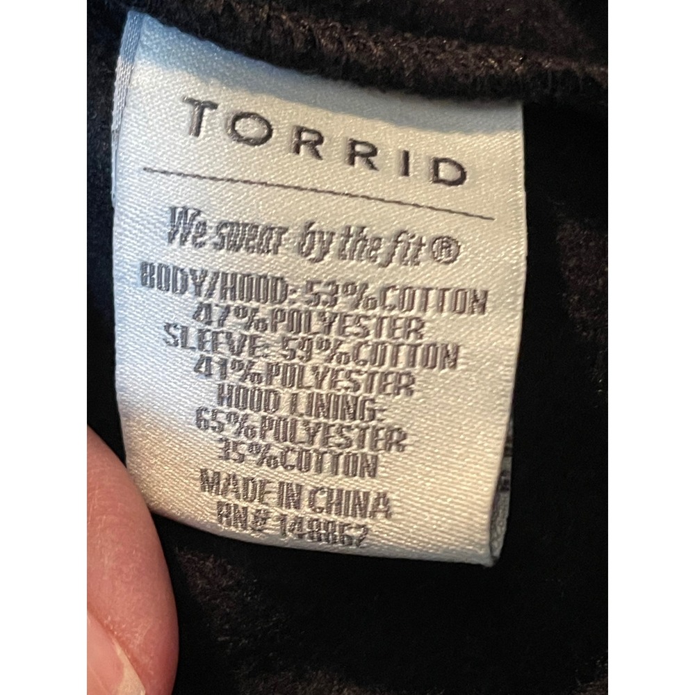 Torrid Womens Plus Size 2 Varsity Bomber Jacket Hooded Snap Front Black Grey - Picture 3 of 15